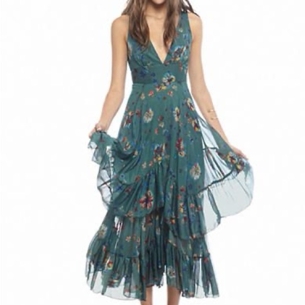 NWT Free People Catching Glances Ruffle Maxi Dress S 6